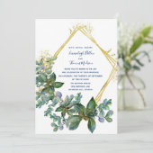 Elegante Grüne Gold Diamantform Hochzeit Einladung (Stehend Vorderseite)