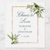 Elegante grüne goldene Botanische Gewürze Weinetikett (Einzelnes Label)