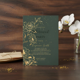 Elegante grüne goldene Einladung zur Ruhestandsfei