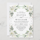 Elegante Grüne Goldene Grüne Blumenzwiebeldörfchen Einladung (Vorderseite)