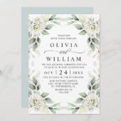 Elegante Grüne Goldene Grüne Blumenzwiebeldörfchen Einladung (Vorne/Hinten)