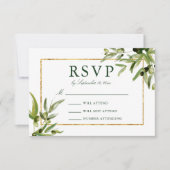 Elegante Grüne goldene Hochzeit RSVP Karte (Vorderseite)