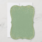 Elegante grüne goldene Prinzessin Quinceanera Gebu Einladung (Rückseite)