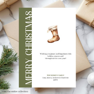 Elegante grüne goldene Schrift Weihnachtsgruß Feiertagskarte