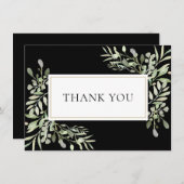 Elegante Grüne Goldene Schwarze Beerdigung Dankeskarte (Vorne/Hinten)
