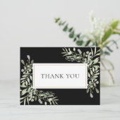 Elegante Grüne Goldene Schwarze Beerdigung Dankeskarte (Stehend Vorderseite)