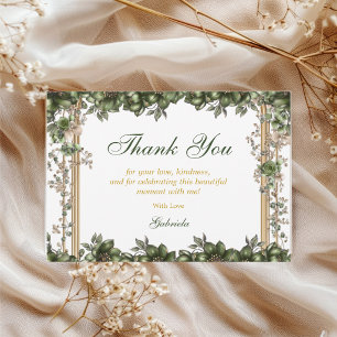 Elegante grüne goldene Tiara-Floral-Quinceañera Dankeskarte