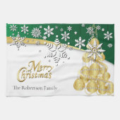 Elegante grüne, goldene und weiße Weihnachten Geschirrtuch (Horizontal)