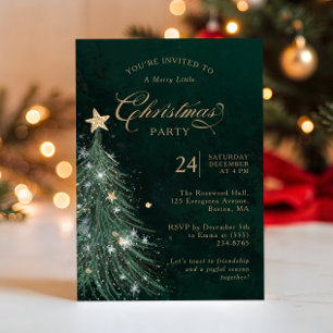 Elegante grüne goldene Weihnachtsfeier  Einladung