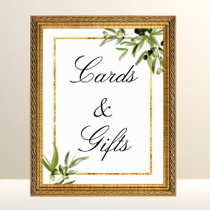 Elegante Grüne goldene Weinkarte und Geschenke Poster