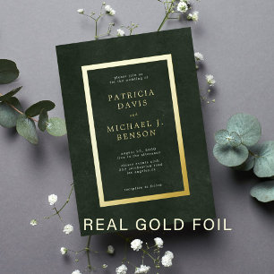 Elegante grüne Goldfolientypografie Hochzeit Folieneinladung