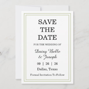 Elegante grüne Grenze Save The Date