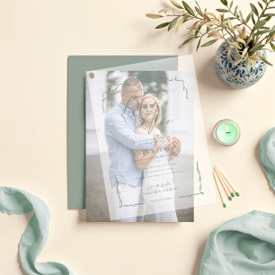 Elegante grüne Hand Drawn Bow & Ribbon Wedding Pergament Einladungen
