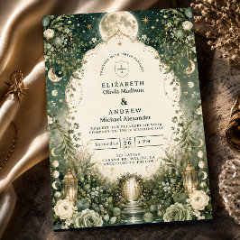 Elegante grüne himmlische Hochzeit Einladung