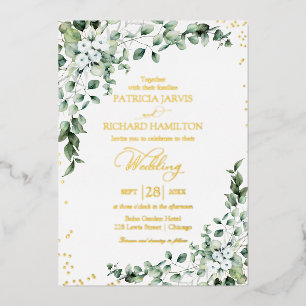 Elegante Grüne Hochzeit Aquarell Folieneinladung