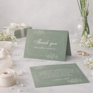 Elegante grüne Hochzeit Dankeskarten Dankeskarte