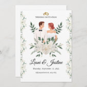 Elegante Grüne Hochzeit Einladung Custom Blumen (Vorne/Hinten)