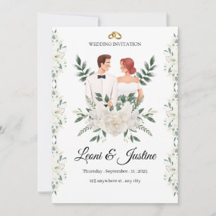 Elegante Grüne Hochzeit Einladung Custom Blumen