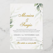 Elegante Grüne Hochzeit Einladung in Spanisch (Vorderseite)