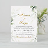Elegante Grüne Hochzeit Einladung in Spanisch (Stehend vorne)