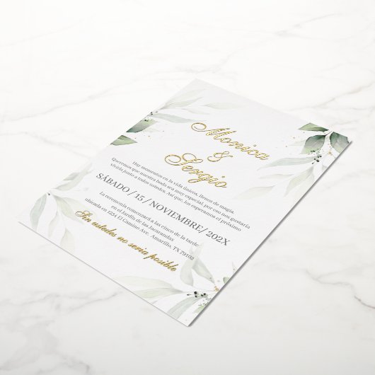 Elegante Grüne Hochzeit Einladung in Spanisch (Gedreht)
