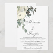Elegante Grüne Hochzeit Einladung in Spanisch (Vorne/Hinten)