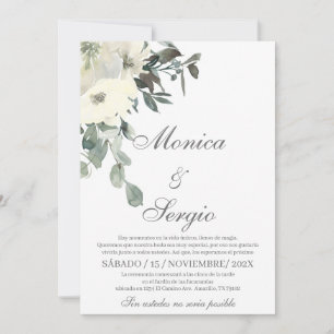 Elegante Grüne Hochzeit Einladung in Spanisch
