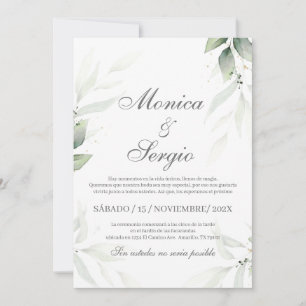 Elegante Grüne Hochzeit Einladung in Spanisch