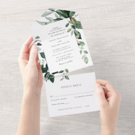 Elegante Grüne Hochzeit in einem All In One Einladung