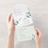 Elegante Grüne Hochzeit in einer Einladung (Abreißen)