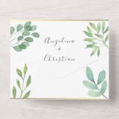 Elegante Grüne Hochzeit in einer Einladung (Rückseite)