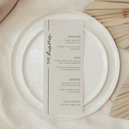 Elegante Grüne Hochzeit Menükarte