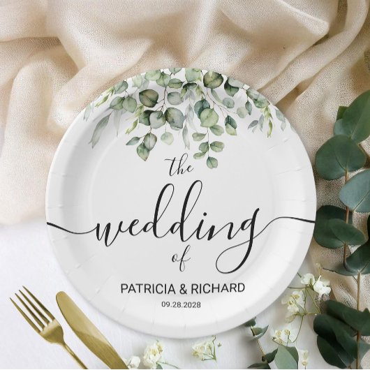 Elegante Grüne Hochzeit Pappteller