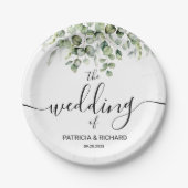 Elegante Grüne Hochzeit Pappteller (Vorderseite)