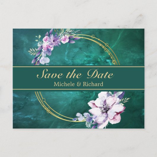 Elegante Grüne Hochzeit Postkarte (Vorderseite)