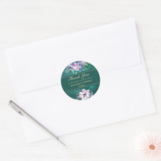 Elegante Grüne Hochzeit Runder Aufkleber (Umschlag)