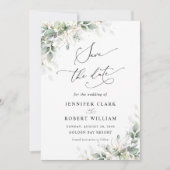Elegante Grüne Hochzeit Save The Date Einladung (Vorderseite)