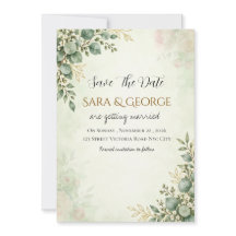 Elegante grüne Hochzeit Save-the-Date-Einladung