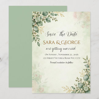 Elegante grüne Hochzeit Save-the-Date-Einladung Einladung