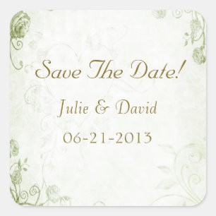 Elegante Grüne Hochzeit Save the Date Quadratischer Aufkleber