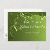 Elegante grüne Hochzeit speichern Sie das Datum Ankündigungspostkarte (Vorne/Hinten)