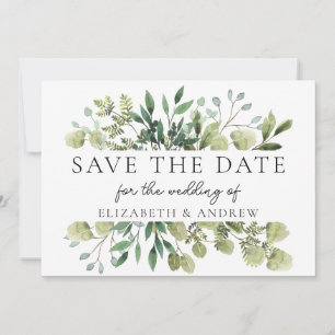 Elegante Grüne Hochzeit Speichern Sie die Date Fla Save The Date