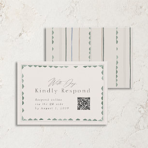 Elegante grüne Hochzeits-RSVP-Karte mit QR-Code im Einladung