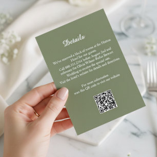 Elegante grüne Hochzeitsdetails-Einschlusskarte Begleitkarte