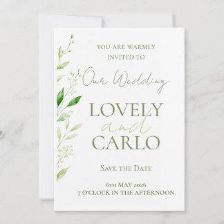 Elegante Grüne Hochzeitseinladung