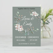 Elegante Grüne Hochzeitseinladung Einladung (Stehend Vorderseite)