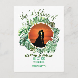 Elegante grüne Hochzeitseinladung mit Blumenmuster Postkarte