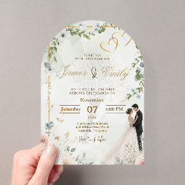 Elegante Grüne Hochzeitseinladung | Moderne Flora Acryleinladungen