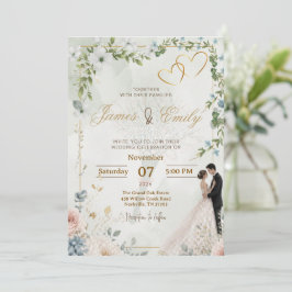 Elegante Grüne Hochzeitseinladung | Moderne Flora Einladung