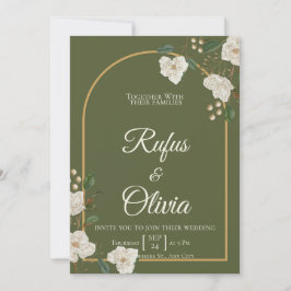 Elegante Grüne Hochzeitseinladung | Olivgrün Mitteilungskarte